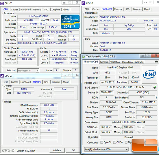 Intel Z68 Test Settings