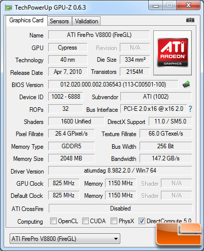 AMD FirePro V8800 GPU-Z