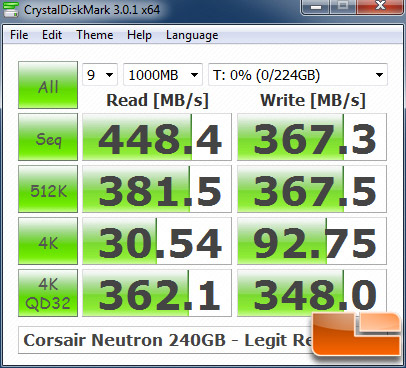 Corsair Neutron 240GB CRYSTALDISKMARK P67