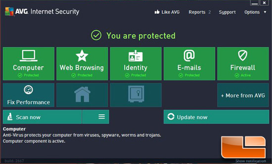 AVG Internet Security 2013 Interface AVG Internet Security 2013 Interface