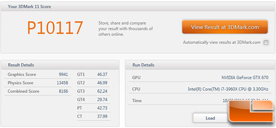 ASUS GeForce GTX 670 DirectCU II Top 3DMark11 Stock