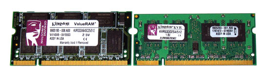 DDR1 vs DDR2 pour notebook