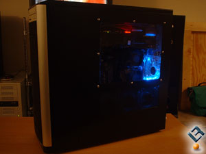 The full case with no flash, again showing the light from the LED fan.