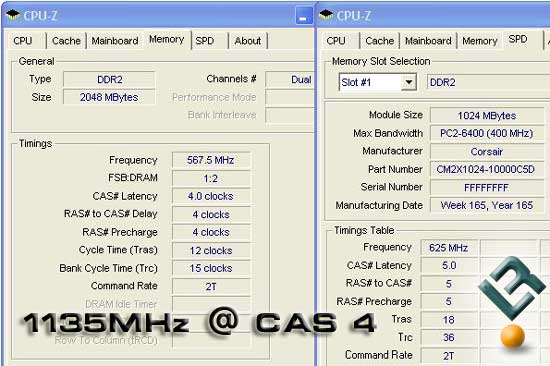 PC2-1000054 Memory Overclocked as C4 Timings