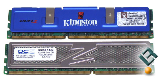 Kingston and OCZ DDR3 1333MHz PC3-10666 Memory Kits