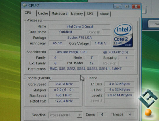 Intel 3GHz 45nm Yorkfield Overclocked