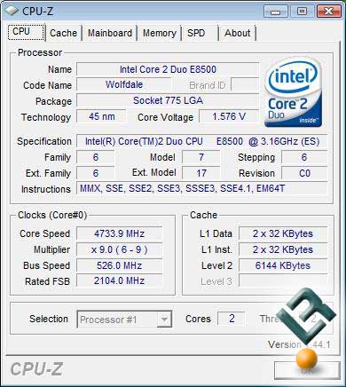 Intel Core 2 Duo E8500 at 400MHz Front Side Bus