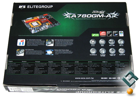 ECS A780GM-A motherboard top