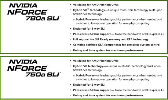 NVIDIA nForce 7 Series - 750a SLI and 780a SLI