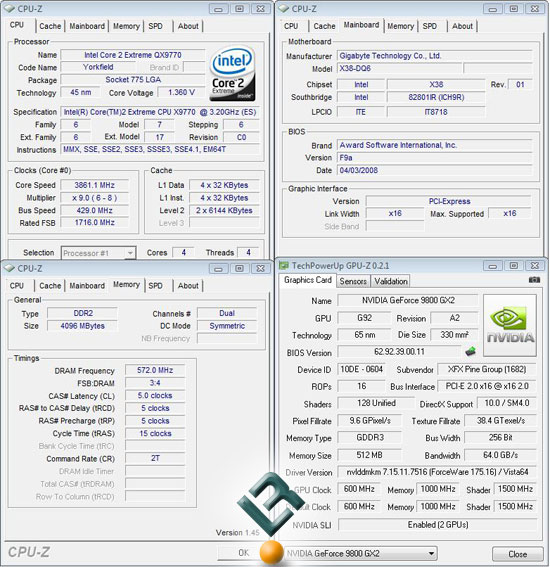 CPU-Z and GPU-Z of the Test System
