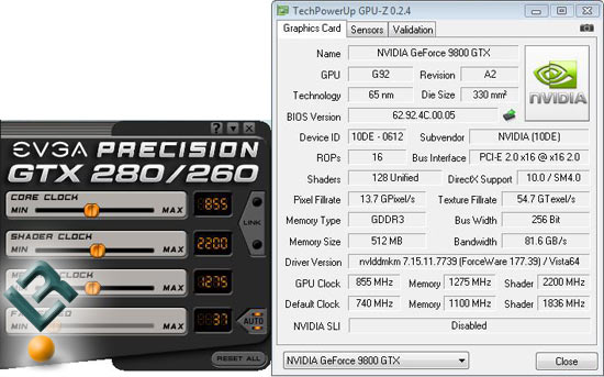 NVIDIA GeForce 9800 GTX+ Max Overclock