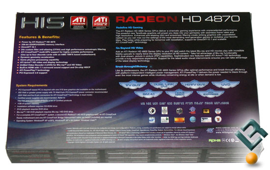 HIS Radeon HD 4870 Graphics Card Retail Box Back