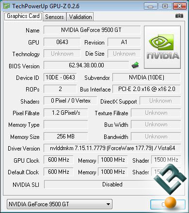 GeForce 9500 GT CPU-Z 0.26