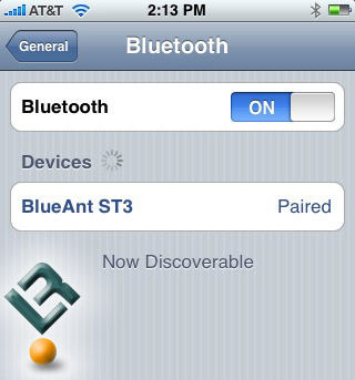 BlueAnt Supertooth 3 paired with Apple iPhone