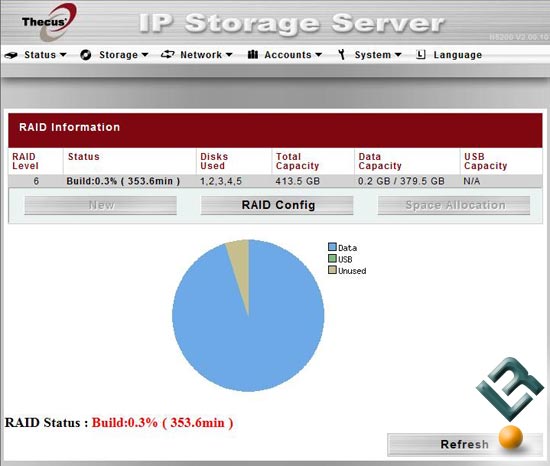 Thecus N5200BR Raid Setup