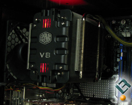 Cooler Master V8 CPU Cooler in the dark