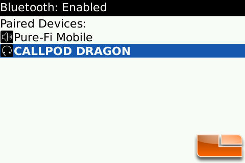 Callpod Dragon Paired with Blackberry