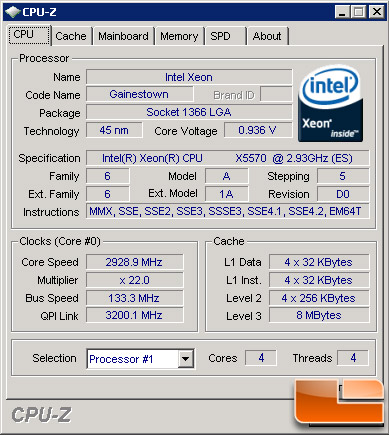 Intel Xeon X5570 CPU-Z