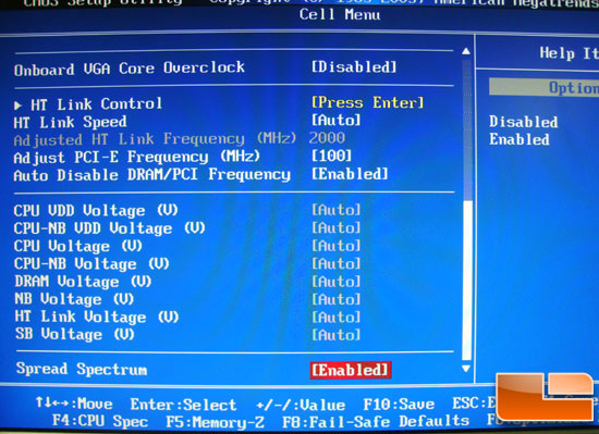 MSI 790GX G65 BIOS Cell Menu