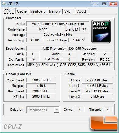 AMD Phenom II X4 955 Black Edition Overclocked to 3.9GHz