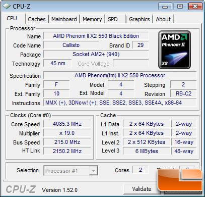 AMD Phenom II X2 550 Overclock