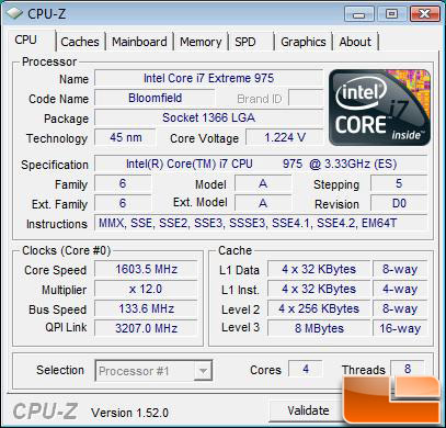 Intel Core i7-975 Extreme Edition Processor Idle