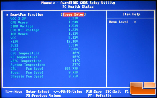 EVGA E761 X58 Classified BIOS PC Health