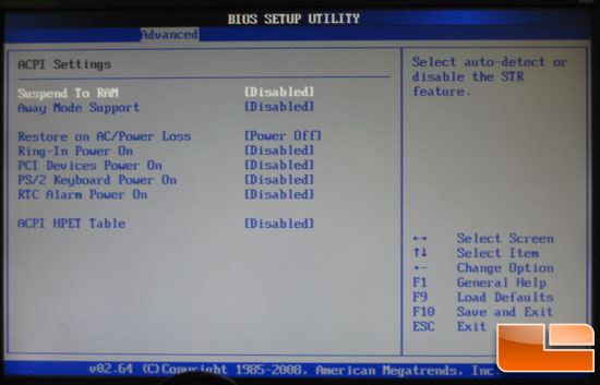 ASRock M3A780GXH ACPI Settings