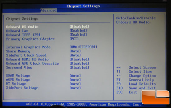 ASRock M3A780GXH Chipset Options