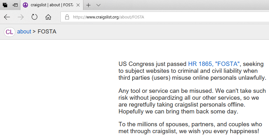 Craigslist Shuts Down Personals Ads in United States ...