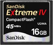 SanDisk Announces Extreme IV CompactFlash (CF) Memory Cards