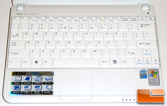 MSI Wind u100 Keyboard Layout