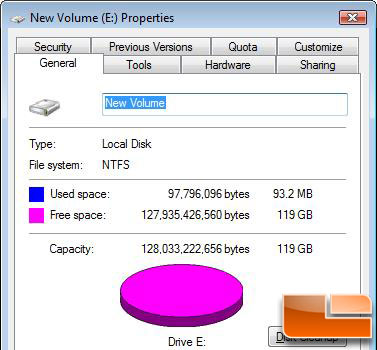 Kingston SSDNow 128GB Actual Capacity