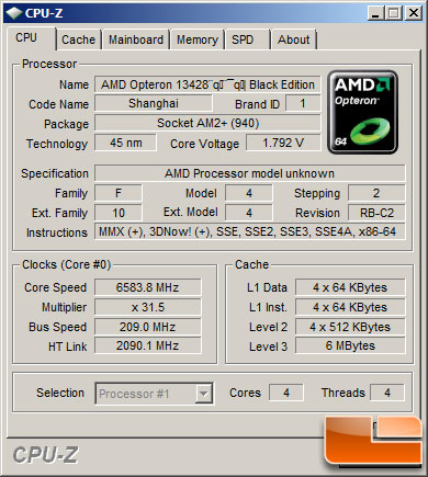 AMD TWKR Processor in CPU-Z at 6582MHz