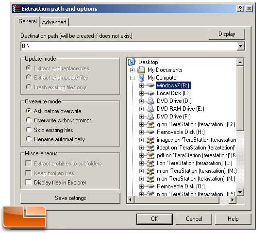 Extracting the Windows 7 install files to the USB key step 2