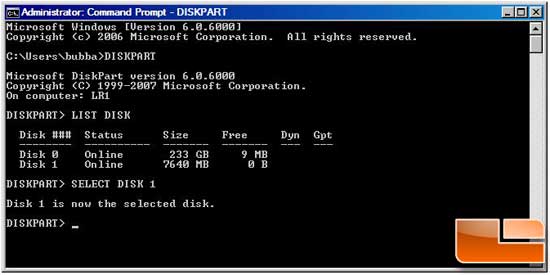 Install Windows 7 from a USB Key Vista drive prep step 6