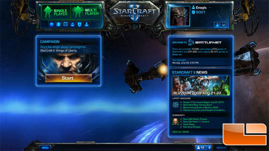 Blizzard's StarCraft II Battle.Net Control Panel