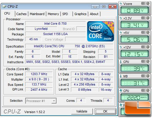 Intel Core i5 750 Processor Temperature at Idle