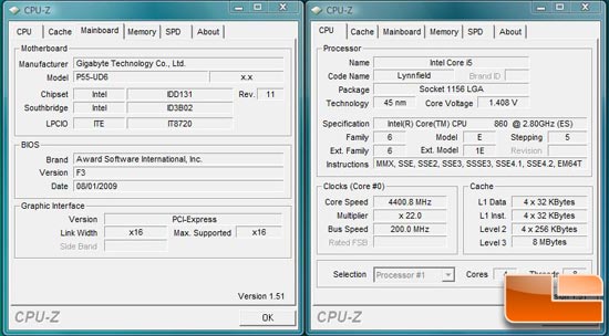 GIgabyte GA-P55-UD6 at 4400MHz suicide shot