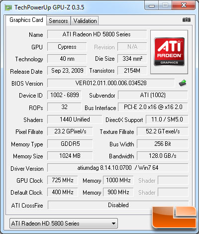 ATI Radeon HD 5850 GPU-Z