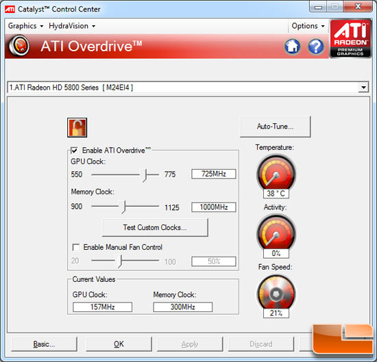 ATI Radeon HD 5850 Idle Temperature Testing Results