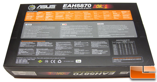 ASUS Radeon HD EAH 5870 Video Card Retail Box Back