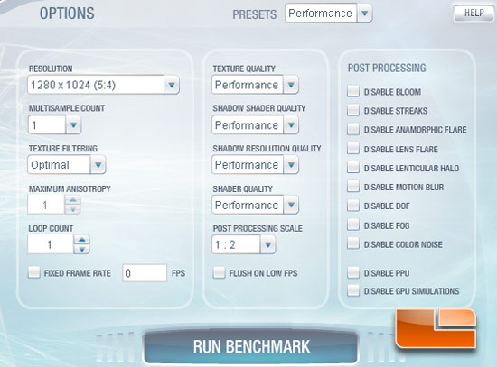 3dMark Vantage settings