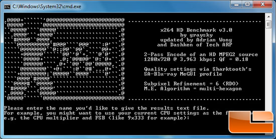 x264 HD Encoding Benchmark