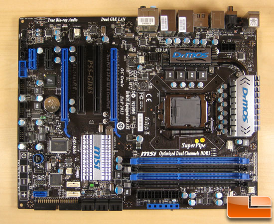 MSI p55 GD-85 Board from Above