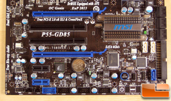 MSI p55 GD-85 Bottom of Board