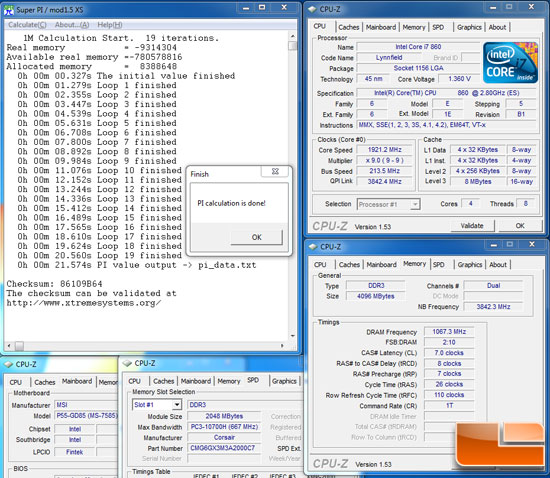 MSI P55 GD-85 Overclocking Results 213 bclk