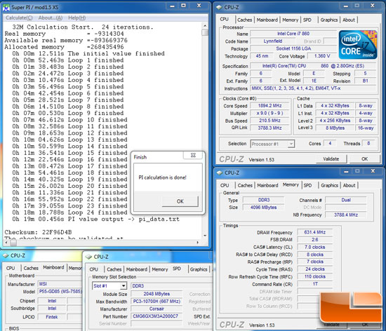 MSI P55 GD-85 Overclocking Results 210 bclk