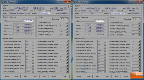 P55 Memory Settings