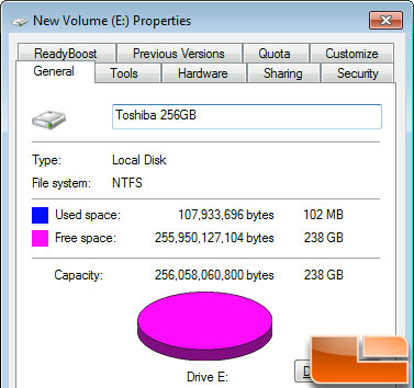 Toshiba HG2 256GB SSD Actual Capacity Toshiba HG2 256GB SSD Actual Capacity